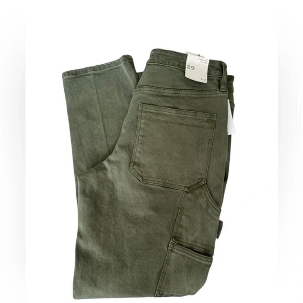 Seven7 7.7 Olive Green Carpenter Mid-Rise Jeans size 29 - Picture 2 of 10